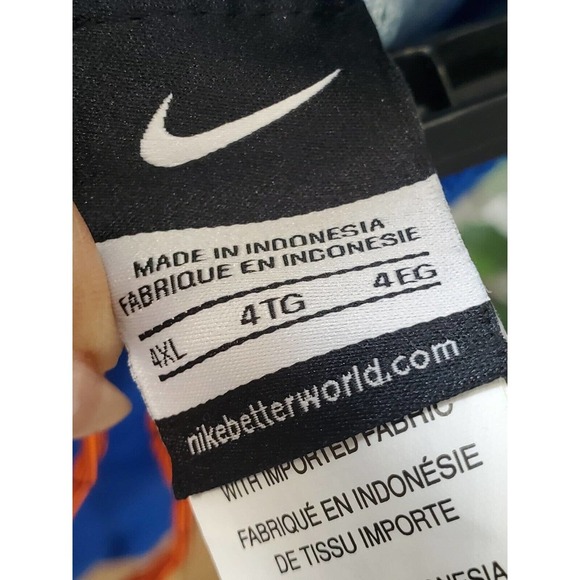 Nike Men's Blue 100% Polyester Pull On Swim Trunk Logo Print Shorts Size 4XL - Picture 6 of 14